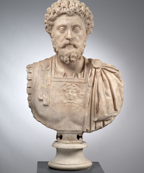 Marble bust of Marcus Aurelius, 170s CE, Musée Saint-Raymond, Toulouse. CC-BY-SA 4.0 via Wikimedia Commons.