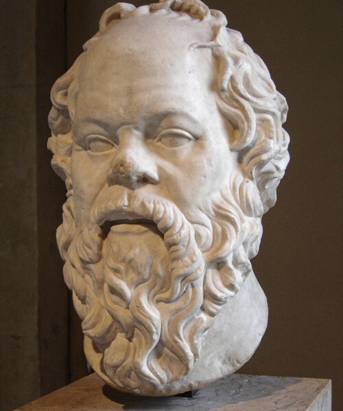Roman marble bust, possibly a copy of a lost bronze original by Lysippos. Public domain via Wikimedia Commons.